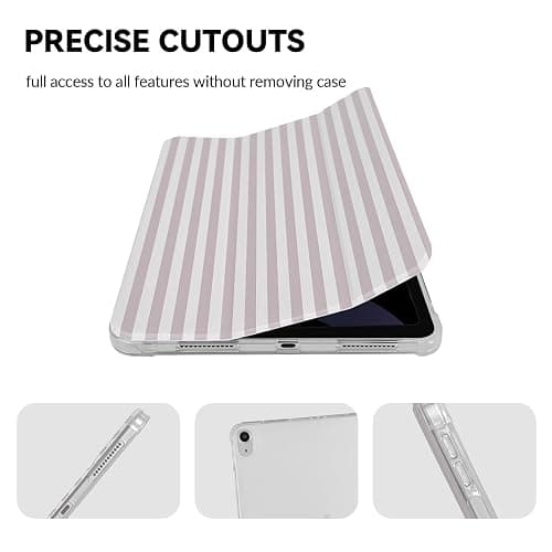 Lovmooful Compatible for iPad 11th 11-Inch A16 (2025),iPad 10 (10.9-Inch,2022 Model,10th Generation) Case with Pencil Holder Cute Striped Aesthetic Design Soft TPU Trifold Stand Protective-Apricot thumbnail 6