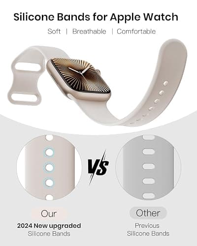 Sport Silicone Band Compatible with Apple Watch Bands 38mm 40mm 41mm 42mm 44mm 45mm 46mm 49mm for Women Men, Soft Wristband Water-proof Strap for iWatch Bands Series 11 10 9 8 7 6 5 4 3 2 1 Ultra SE thumbnail 2