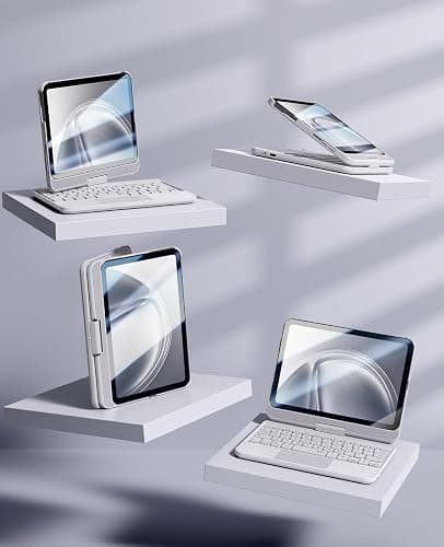 GreenLaw Keyboard Case for iPad mini 7(2024) & Mini 6 (2021) 8.3", Touchpad Keyboard with 7 Color Backlit, Type-C Rechargeable, 360° Rotate Keyboard Case for iPad mini 7th/6th Generation, White - For iPad 8.3 inch Mini 7/ 6 - White thumbnail 7