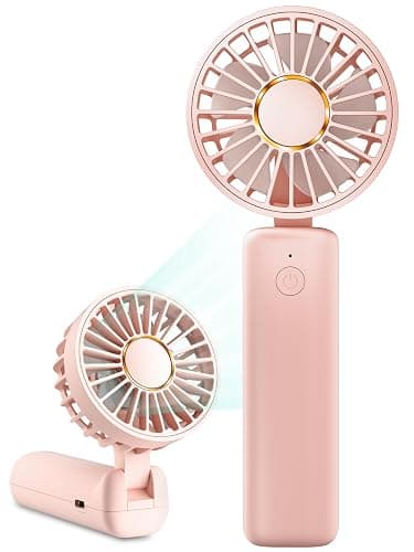 Hssio Portable Handheld Fan, Mini Desk Fan Foldable 2000mAh, 180° Ratotion, 3 Speeds, Ultra Quite, Up to 8H Long Use Time, Small Personal Cooling Fans Makeup Eyelash Fan for Women Girl - Image 1