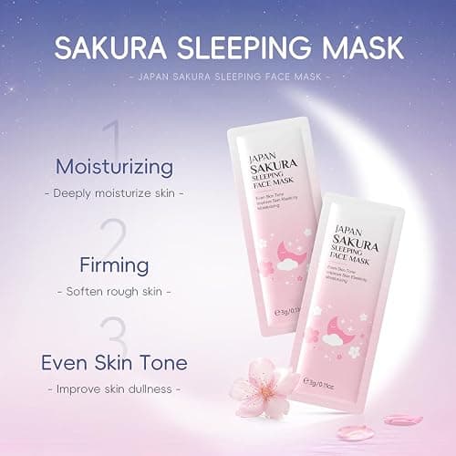 Pamper Gifts for Women, Sakura Skin Care Sets & Kits, Skincare Set for Teenage Girls with Cream,Serum,Toner,Cleanser,Eye Mask,Sleep Mask,Mud Mask,Lip Mask for Exfoliating Hydrating (24PCS) thumbnail 7