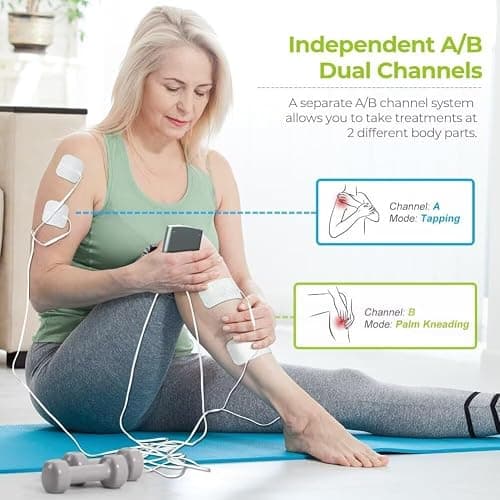 AUVON Dual Channel TENS Unit Muscle Stimulator Machine with 20 Modes, 2" and 2"x4" TENS Unit Electrode Pads thumbnail 3