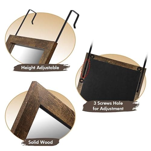 Sunix Full Length Mirror, 48" x 14" Wall Mirror with Rustic Wood Frame | Over The Door Mirror & Wall Mounted Hanging Mirror for Bedroom, Bathroom, Living Room, Dorm Room thumbnail 5