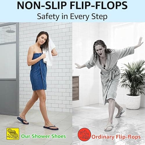 WIDE TOE BOX Women's Quick-Dry Shower Shoes Non-Slip Flip Flops with Arch Support & Drainage Holes for Beach, Pool, Dorm, Bathroom, Spa, Gym & Travel thumbnail 6