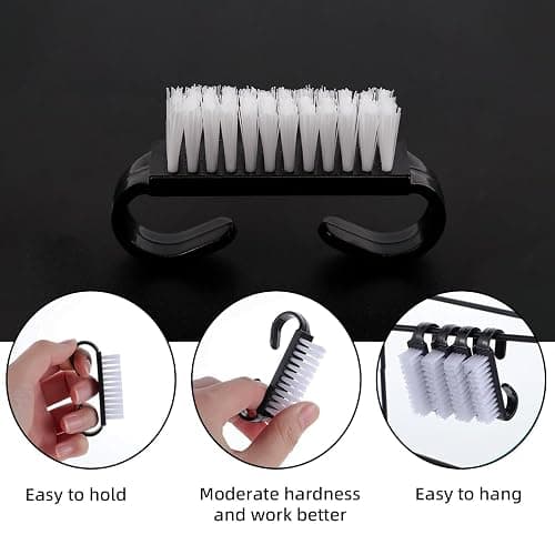 20 Pcs Nail Brushes for Cleaning Nails, Plastic Nail Brush, Handle Grip Nail Brush, Small Nail Brush for Cleaning Fingernails, Nail Dust Cleaner Tools, for Toes and Nails Cleaning(Black) thumbnail 4
