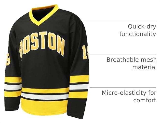 Atonmore Happy Gilmore #18 Boston Adam Sandler Stitched Ice Hockey Jersey | Boston Adam Sandler 1996 Movie S-XXXL,90S Hip Hop Clothing for Party thumbnail 4