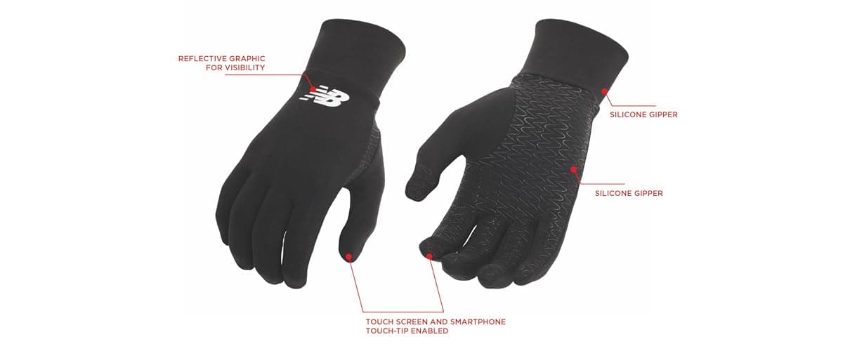 New Balance Lightweight Touchscreen Warm Running Gloves, Anti Slip Men's and Women's Cool Weather Gloves thumbnail 4