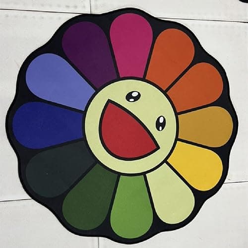 DIKFENS 40Inch Takashi Murakami Rug - Flower Design, Soft and Durable Material for Home Decor and Office Use by Takashi Murakami (24, 40X40inch(100x100cm)) thumbnail 3