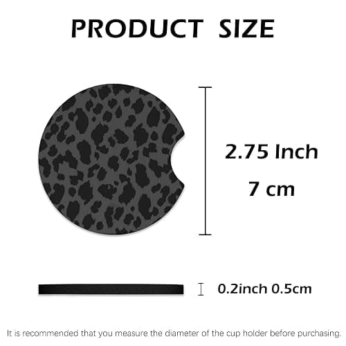 KARREAL Car Cup Coasters, Neoprene Rubber Non-Slip Insert Car Coasters for Cup Holders, Black Leopard Car Interior Accessories - 2.75 inch thumbnail 3