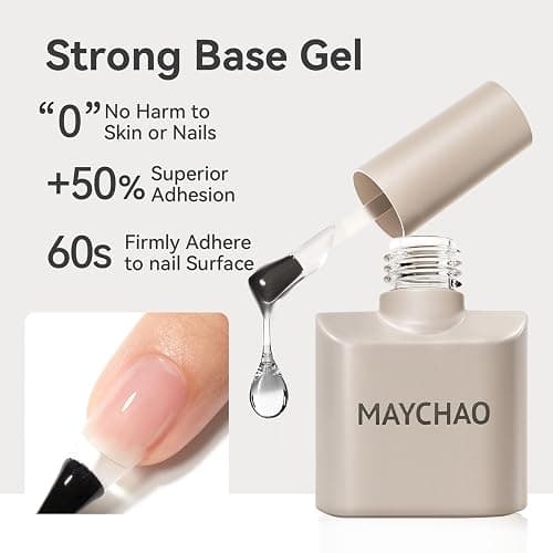 MAYCHAO 15ml 2 Pcs Glassy Gel Top Coat and Base Coat Set,No Wipe Foundation Combination for UV Light Cure Nail Polish thumbnail 4