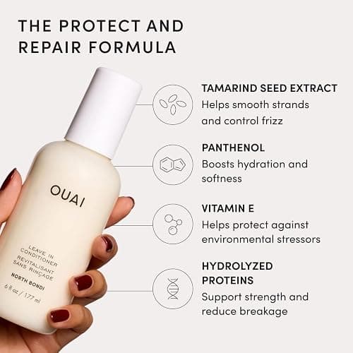 OUAI Multitasking Leave In Conditioner - Melrose Place Scent - Full Size | Heat Protectant Spray up to 450°F, Lightweight, Hydrating Detangler & Anti-Frizz Primer for Curly, Fine & Color-Treated Hair thumbnail 7