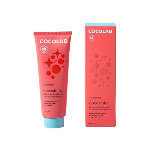 Cocoshine Teeth Whitening Toothpaste by Cocolab, Nano-Hydroxyapatite Toothpaste, Non-Fluoride with Xylitol and Coconut Oil, Gently Formulated for Sensitive Teeth, Adults and Kids, Lychee Breeze, 4 Oz - Image 1