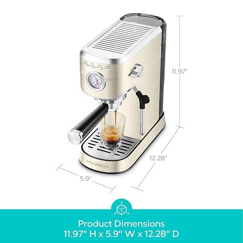 CASABREWS CM5418 Espresso Maker, Compact Espresso Machine with Milk Frother | Stainless Steel, 20-Bar Pump, Built-in Pressure Gauge, Powerful Steam Wand for Cappuccino Latte for Home, 34oz Water Tank thumbnail 3