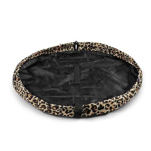 Lay-n-Go Cosmo Layflat Drawstring Cosmetic & Makeup Bag Organizer w/Zipper Pocket, Brush Loops & More, Cinch to Close, Lay Flat to Use, Durable, Machine Wash, Travel Toiletry Bag (20", Leopard) thumbnail 7