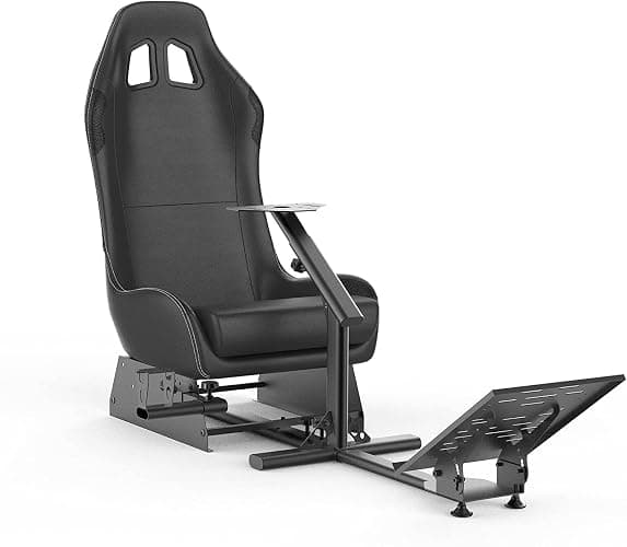 Cirearoa Gaming Chair Driving Cockpit Racing Wheel Stand with seat for All Logitech G923 | G29 | G920 | Thrustmaster | Fanatec Wheels | Xbox One, PS4, PC Platforms (Black/Black) - Image 1