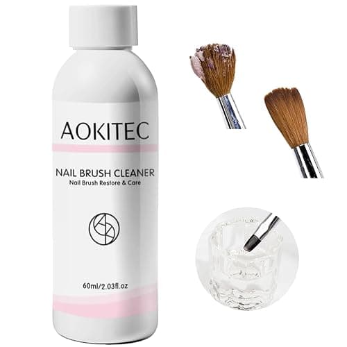 Aokitec Acrylic Nail Brush Cleaner: 60 ml Acrylic Brush Monomer Liquid Cleaner Castor Oil Nail Brush Cleaner Conditioner Restorer, Effective Cleaning & Care for Nail Techs and DIY - Image 1
