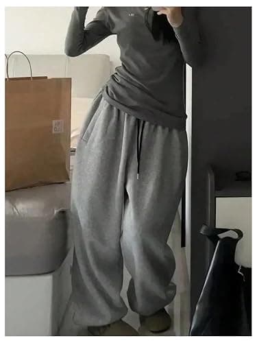 GORGLITTER Women's Baggy Sweatpants Y2K Drawstring High Waisted Loose Long Pants with Pockets thumbnail 3