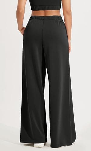 ODODOS Women's Modal Soft Extra Wide Leg Pants with Pockets Drawstring High Waist Pull-On Casual Pants thumbnail 4