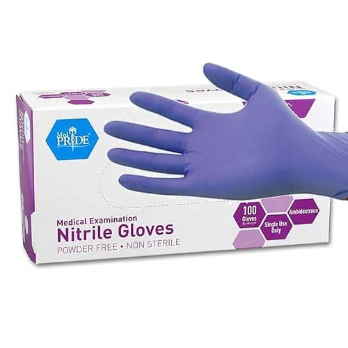 MedPride Powder-Free Nitrile Exam Gloves, Iris Blue, Medium, Box/100 - Image 1