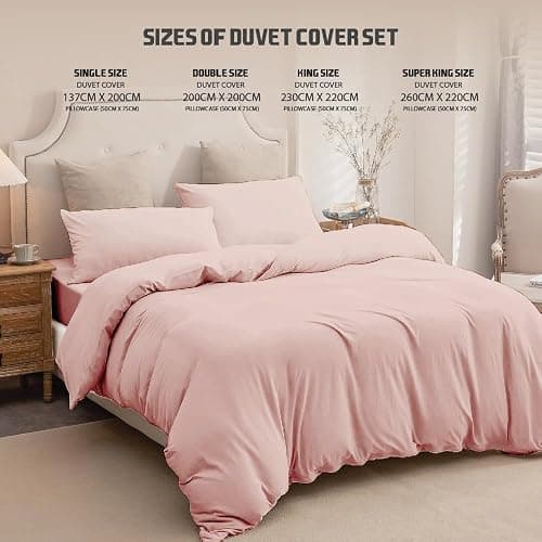 Ev Dekor® DVS729 Duvet Cover Sets Single Blush | Pink - Soft Microfibre Polyester Duvet Cover with Pillow cases - Bedding Quilt Cover Set thumbnail 4