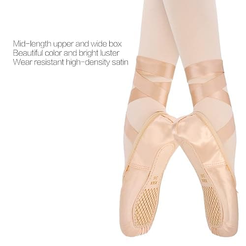 IJONDA Adult Ballet Pointe Shoes for Girls Women with Toe Pads and Mesh Bag thumbnail 3