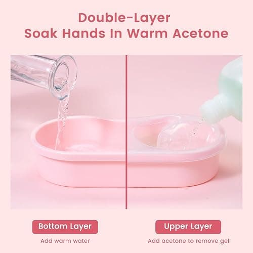 Yokilly Dual Nail Soak off Bowl: Acetone Acrylic Remover Kit - Soak Off Bowls for Gel Nail Polish Dip Powder Cuticle Remover - Nail Soaking Manicure Bowl with 15ml Rose Cuticle Oil for Salon Home thumbnail 4
