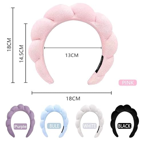 WFWJ Women's Spa Headband, Headband for Washing Face, Makeup Removal, Shower, Skincare (Black, 1 Count) thumbnail 2