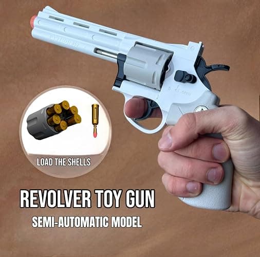 Toy Revolver Gun for Boys Pretend Play Toy Pistol with Shell Ejection Soft Darts Blaster Birthday Gift for Outdoors thumbnail 3