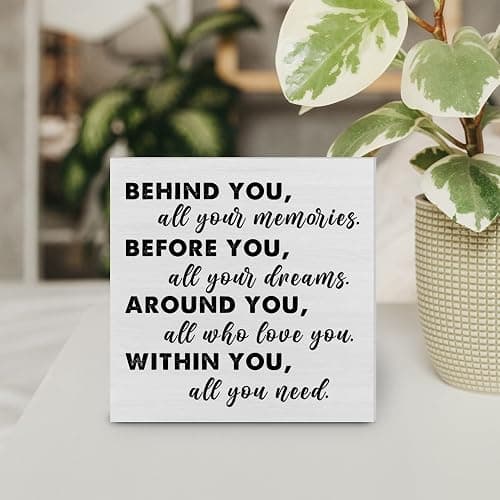 Graduation Quote Wood Box Sign Decor Desk Sign Positive Behind You All Your Memories Wooden Box Block Sign Rustic Home Shelf Wall Decoration Grad Gift thumbnail 4