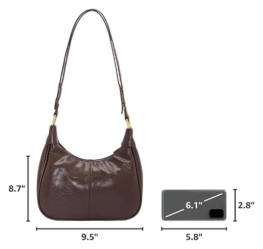 Small Hobo Purse for Women, Cute Retro Crescent Shoulder Bag with Zipper | Soft Vegan Leather with an adjustable strap, roomy interior, and zip pocket for daily essentials thumbnail 3