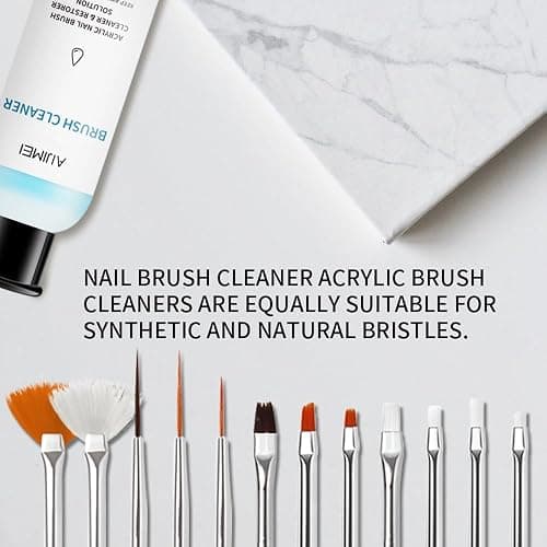 AIJIMEI Nail Brush Cleaner Restorer Nail Brush Cleaner Solution Clean Manicure Brushes Set A with Glass Cup & Cleaning Cotton Pads for Nail Art Gel Polish Painting Brushes 58ml thumbnail 3