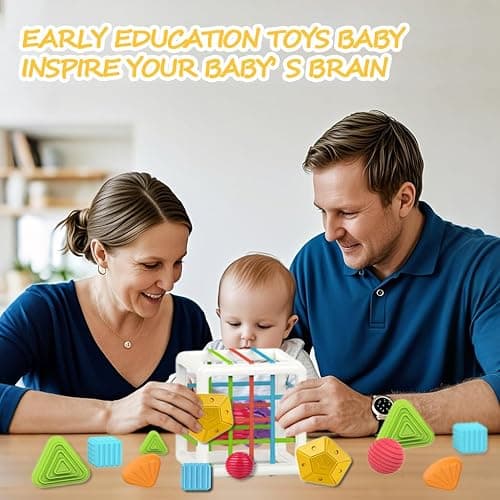 MINGKIDS Montessori Toys for 1 Year Old, 6 Pc Multi Sensory Shape, Toddler Developmental Learning Birthday Gifts, Baby Toys 12 Month - Cube thumbnail 8