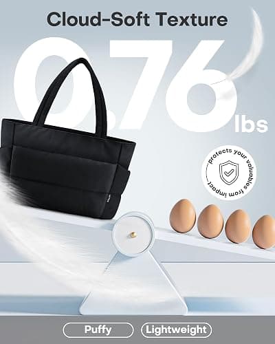 HOTOR Puffer Tote Bag for Women, Nurses - Multi-Pocket Lightweight Bag for Work - Quilted Handbag for Travel and Gym thumbnail 2