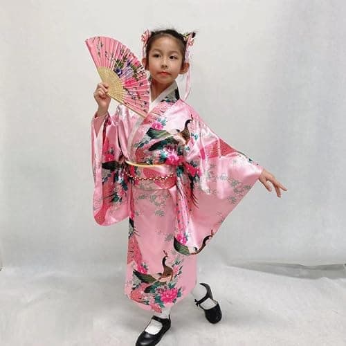 Japanese Traditional Dress Kimono Robe for Kids Girls Costume thumbnail 5