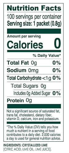 True Lime 100ct (Pack of 1) - Water Enhancer - Bulk Dispenser - 0 Calorie Drink Mix Packets For Water - Sugar Free Lime Flavoring Powder Packets thumbnail 2