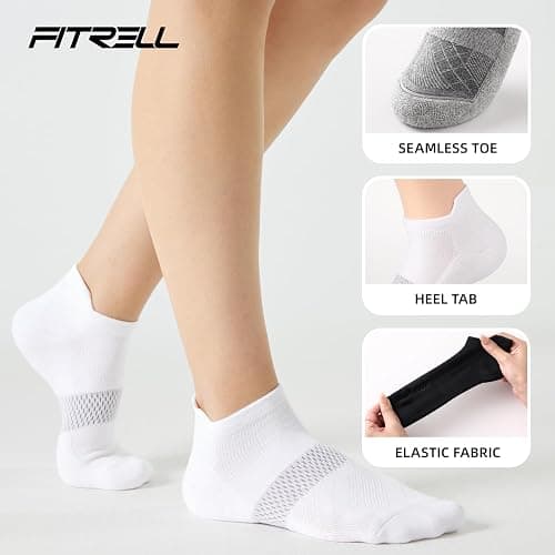 FITRELL 5-6 Pairs Ankle Running Socks for Women Athletic Cushioned Low Cut Tab Sports Socks thumbnail 3