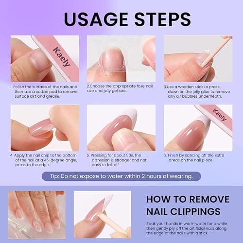 evpct Nude White French Tip Chrome Glazed Press on Nails Short Round Oval | No Glue, Women Manicure with Kit, Soft Reusable, Perfectly Fit, Acrylic Fake Nail, Salon-quality, Full Cover, Daily Wear thumbnail 9