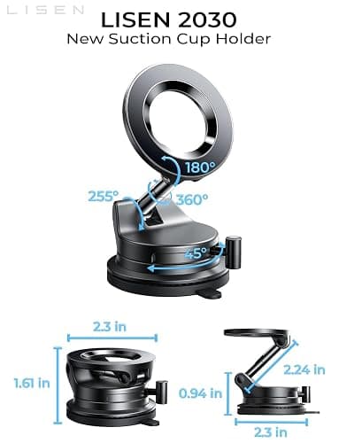 LISEN for Magsafe Car Mount, Magnetic Phone Holders for Your Car, Vacuum Phone Mount for Car Accessories for Women Men Interior Jeep BMW, SuctionPro Gifts Kits, for iPhone 17 Pro Max 16 15 14 13 thumbnail 9