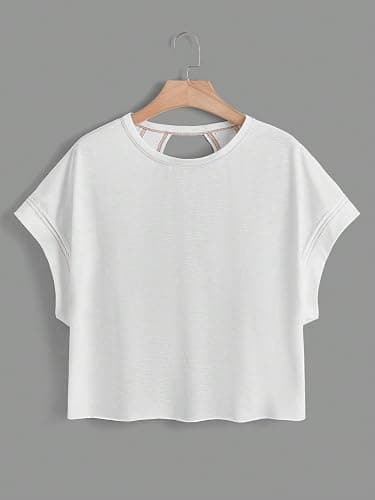 SOLY HUX Women Open Back Tops Workout Backless Tee Casual Athletic Shirts Short Sleeve Oversized Gym T Shirt thumbnail 2