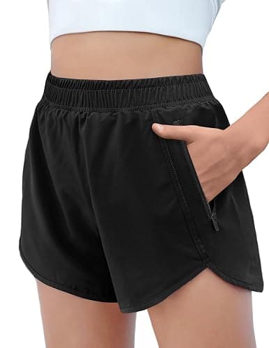 Zaclotre Girls Athletic Shorts with Zipper Pockets High Waisted Running Shorts Soccer Gym Sports Active Short for Kids - Image 1