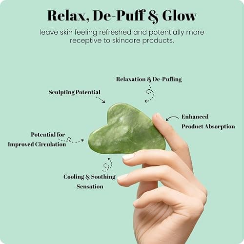 ROSELYNBOUTIQUE Gua Sha Facial Tools & Jade Face Roller for Lift Wrinkless Natural Skincare Tool Jade Roller Guasha Tool for Face (Green) thumbnail 3