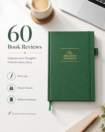 JXSELECT Elegant Reading Journal - 60 Book Reviews Logbook with Pen Holder & Back Pocket - Track Your Reading Progress - Ideal Gift for Book Lovers & Avid Readers (Earth Green) thumbnail 5