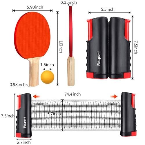 FBSPORT Ping Pong Paddle Set, Portable Table Tennis Set with Retractable Net,Rackets,Balls and Carry Bag for Indoor/Outdoor Games thumbnail 3