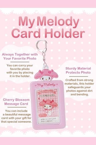 SanrioOriginal Card Holder Keychain (Japan Import) - Includes Cherry Blossom Message Card (My Melody) thumbnail 3
