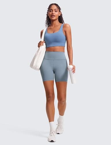CRZ YOGA Butterluxe U Back Longline Sports Bras for Women - Scoop Neck Padded Yoga Workout Crop Top with Built in Pads thumbnail 3