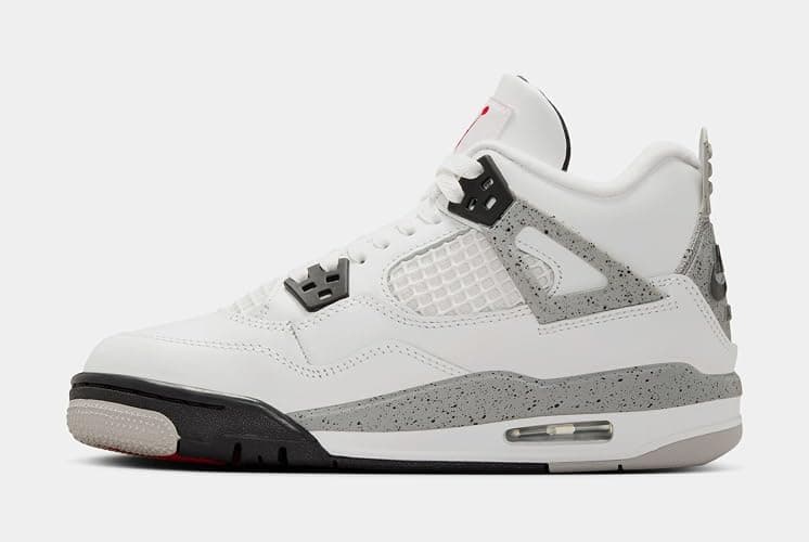 Air Jordan 4 Retro White Cement Grade School Lifestyle Shoes (Black/Grey/Red/White) - 6 Big Kid thumbnail 3
