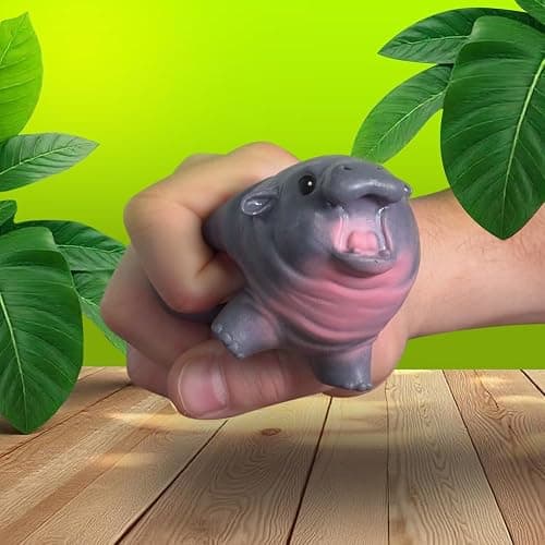Squishmy Hippo – Pygmy Hippo-Inspired Squishy Stress Relief Toy – Adorable Silicone Desk Companion – Satisfying Squeeze for Anxiety Relief – 3.8” Cute Animal Fidget Gift for Adults & Teens thumbnail 4