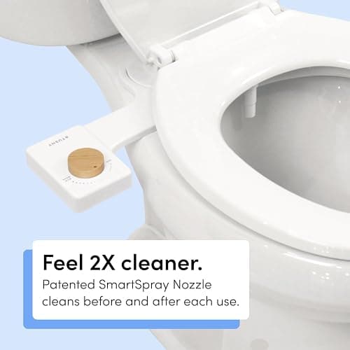 TUSHY Fresh Cool Water Bidet: Ultra Slim Toilet Seat Attachment (Non-Electric Self-Cleaning Hygienic Nozzle) Easy DIY Install <10 Min | Adjustable Water Pressure, Bamboo Knob thumbnail 2