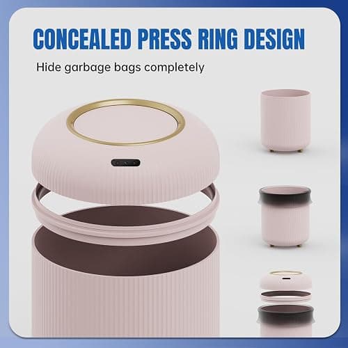 stonespace Automatic Bathroom Trash Cans Touchless, Pink Motion Sensor Trash Can with Lid, Pink Room Decor for Bedroom, Kids Room, Bathroom, Living Room, Office, 3 Gallon Cute Trash Can thumbnail 5
