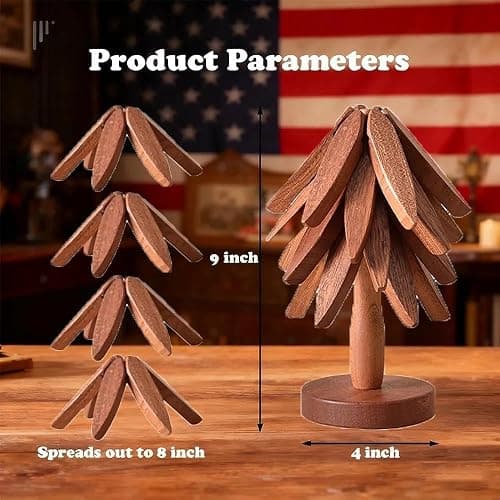 4 Wooden Trivets for Hot Dishes,Christmas Tree Trivet Table Mat Set,Wooden Treevet Tree Coasters for Hot Pots and Pans Christmas Decorations Gift for Women thumbnail 4